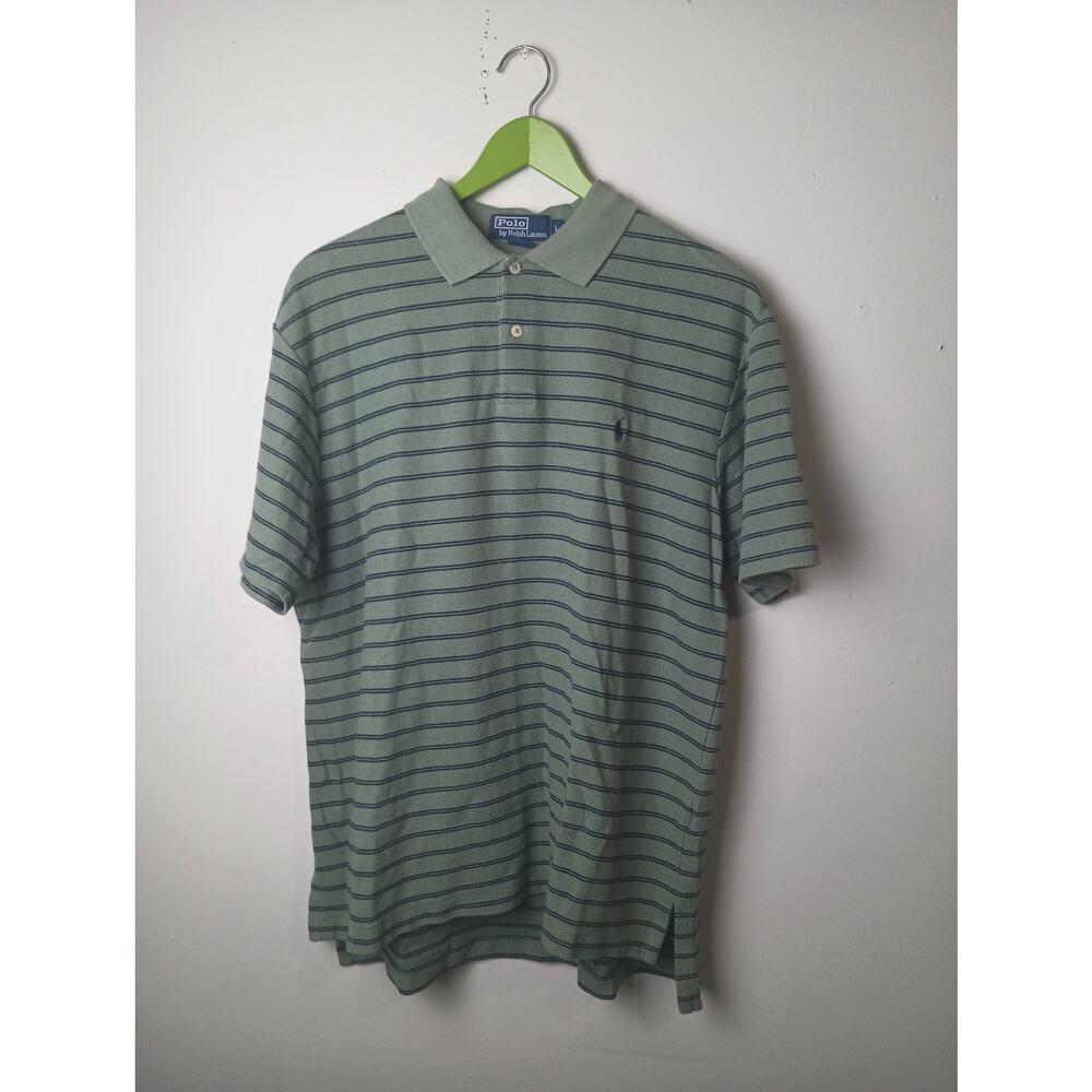 Polo Ralph Lauren Cotton Green Striped Polo Shirt Men's Large